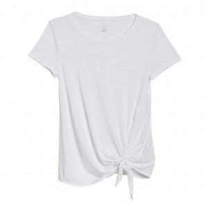 Caslon burnout, white distressed vintage feel knotted tshirt